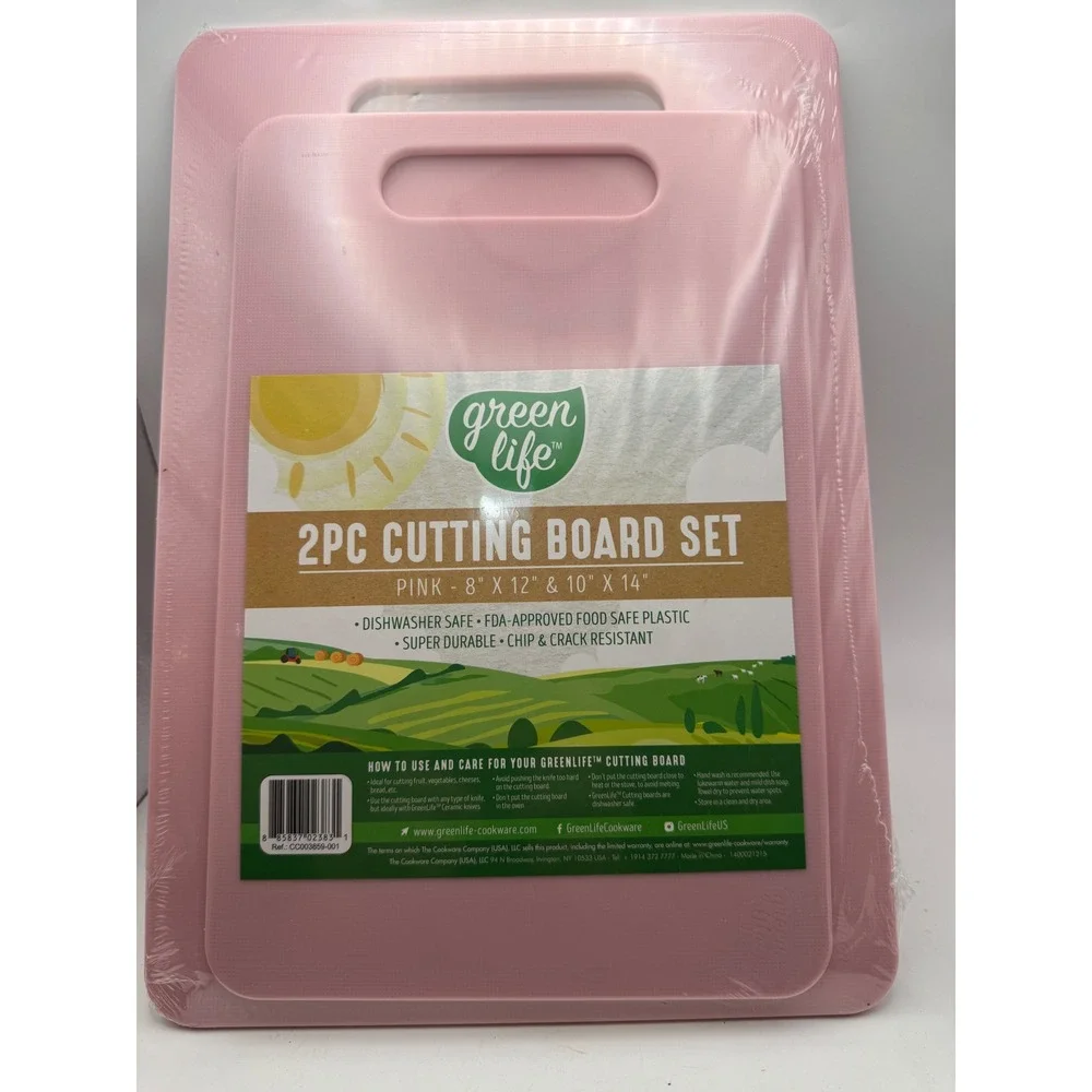 GreenLife 2pc Cutting Board Set Pink 8x12 and 10x14 Dishwasher Safe CC003859-001